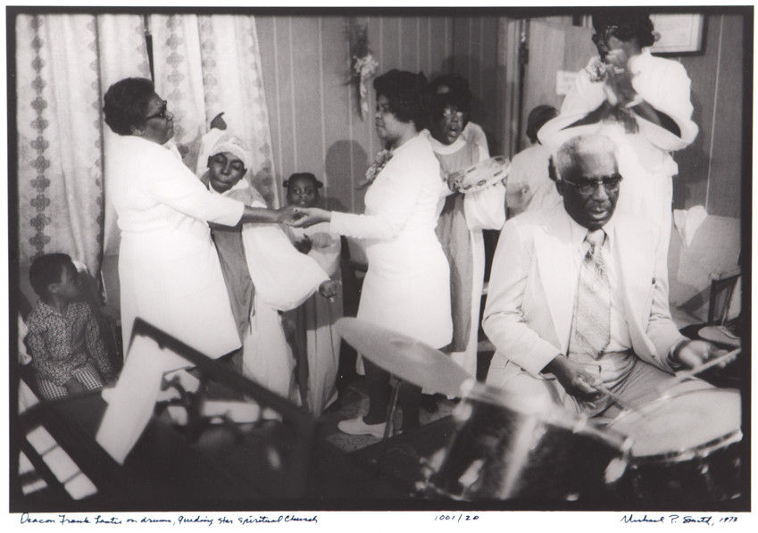 Deacon Frank Lastie on drums, Guiding Star Spiritual Church 1973